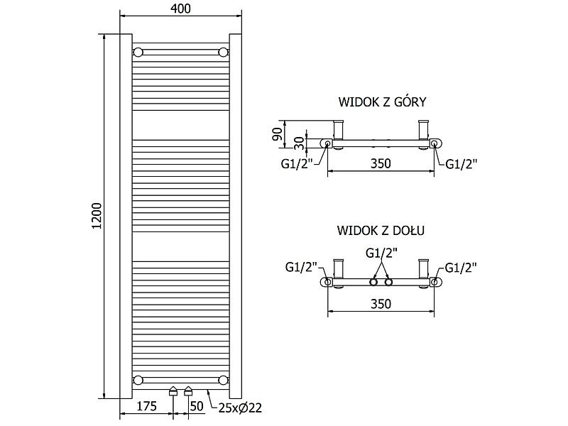 Mexen Mars radiateur électrique 1200 x 400 mm, 400 W, blanc - W110-1200-400-6400-20