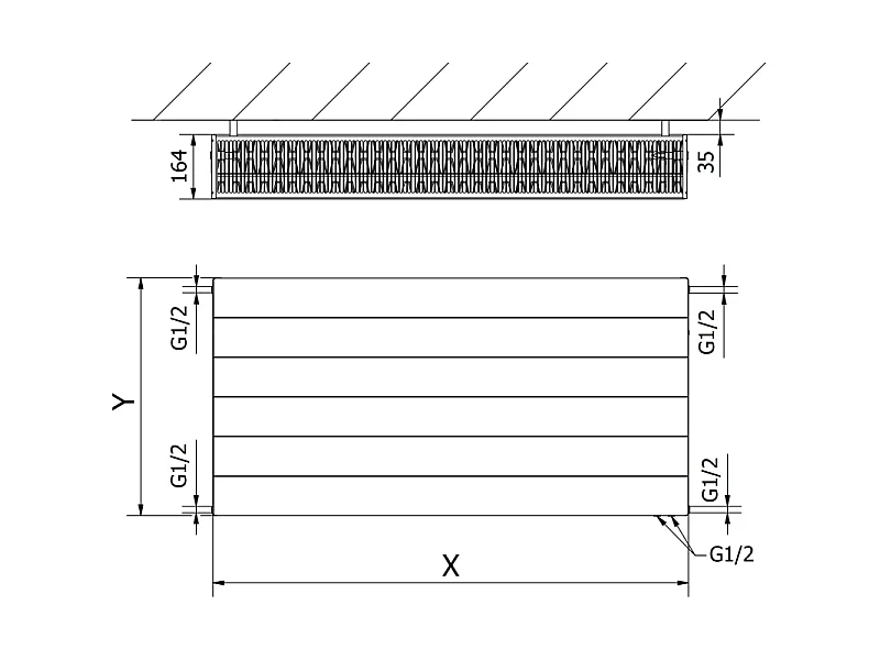 Mexen CVL33 Linha radiador de painel 900 x 1200 mm, ligação inferior, 3601 W, branco - W633L-090-120-00