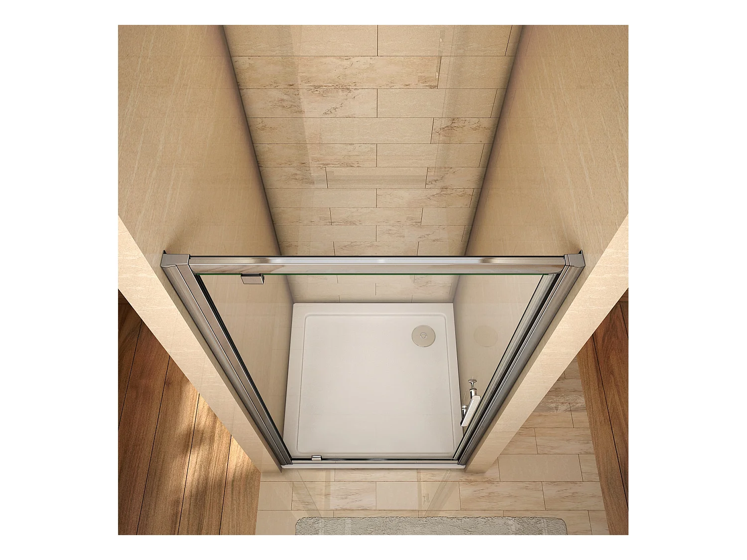 Porte de douche 80x185cm en 6mm verre securit transparent, porte de douche pivotante à pince tournée, installation en niche