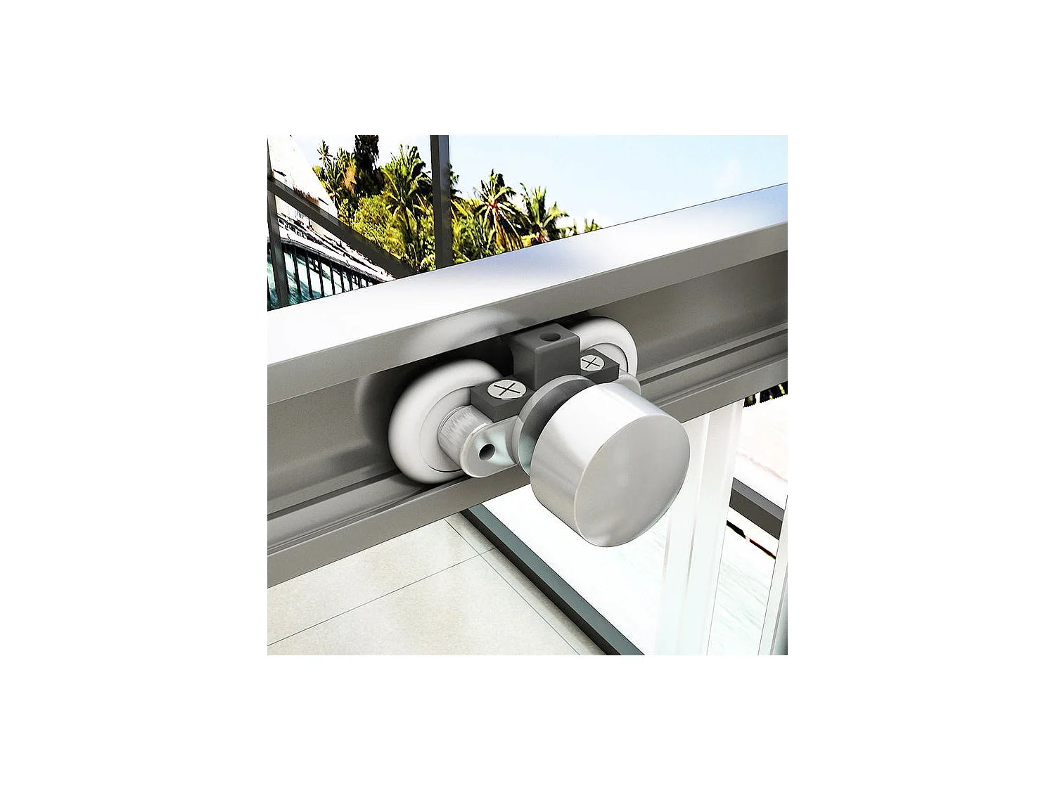 Porte de douche coulissante 110x195cm, porte de douche installée en niche, verre de sécurité anticalcaire 8mm, profilé chromé