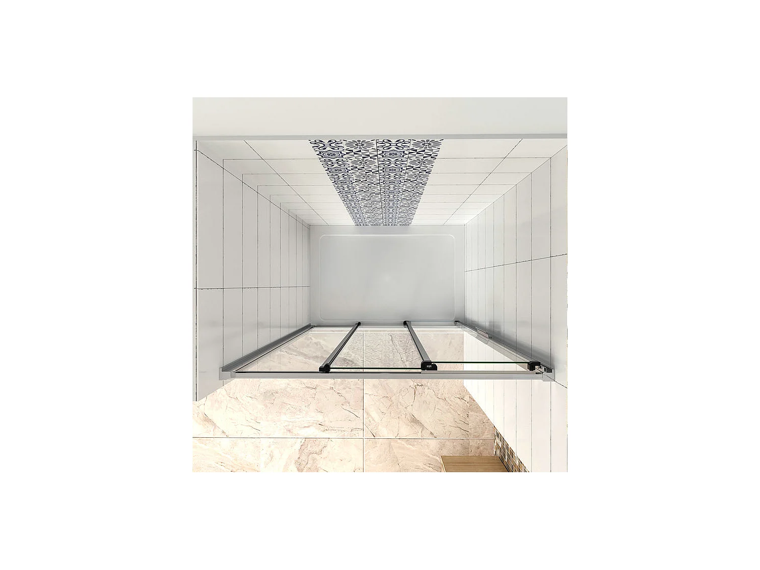 Douchedeur 140x195cm schuif -3 lamellen met transparant veiligheidsglas