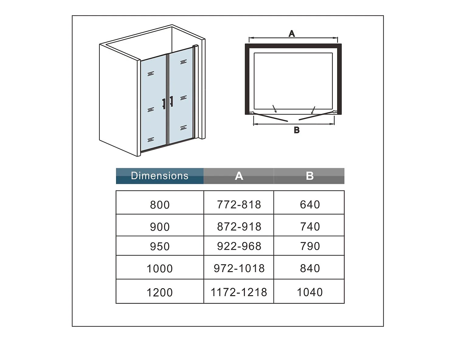 Porte de douche battante 110x187cm en 6mm verre anticalcaire avec receveur de douche blanc 110x90x3cm
