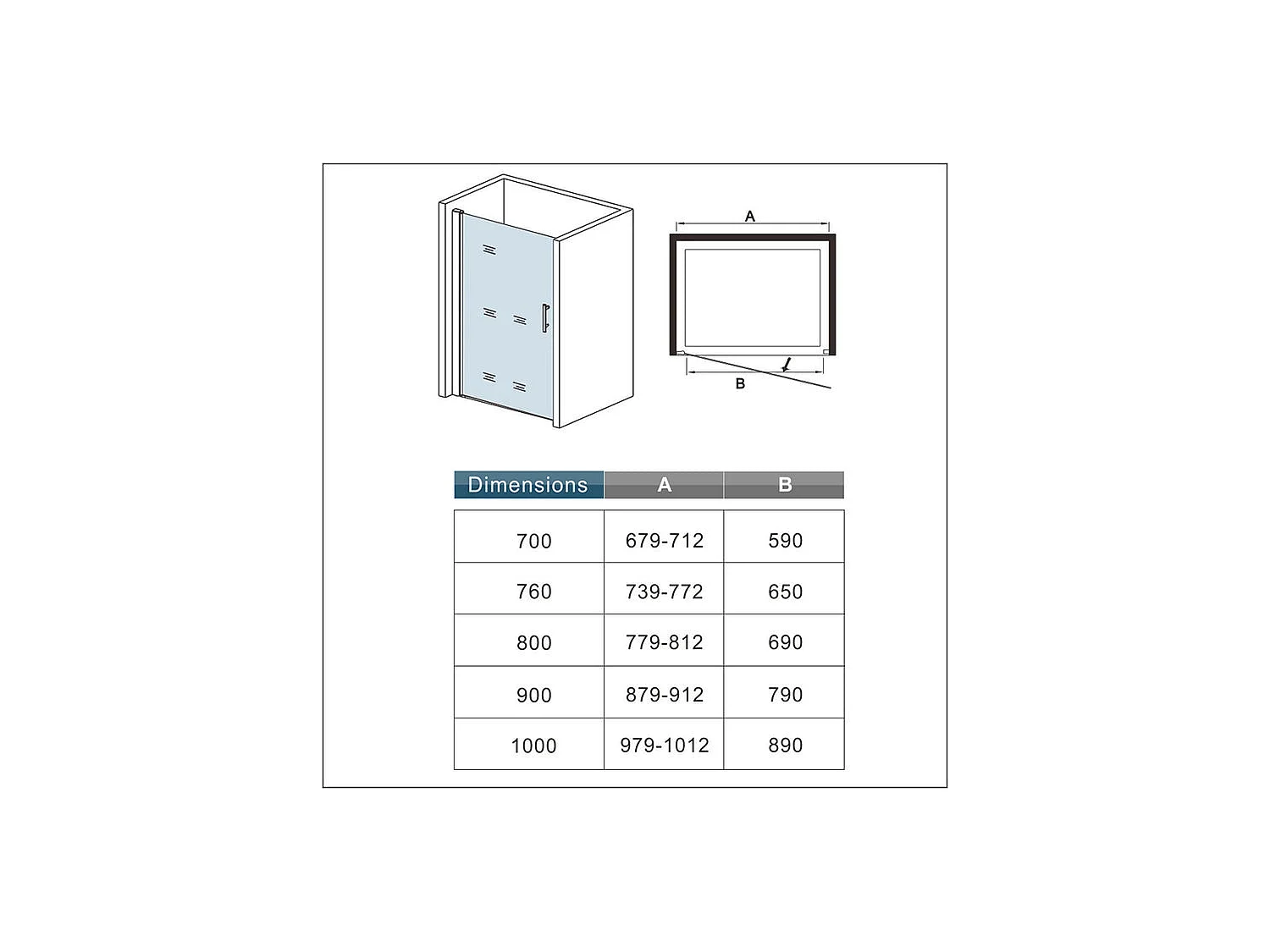 Porte de douche pivotante porte de douche 100x187cm en 6mm verre de sécurité anticalcaire, installation en niche