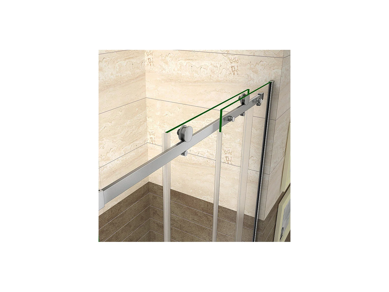 Porte de douche coulissante 110cm Hauteur 195cm en verre 8mm securit anticalcaire, porte de douche installée en niche