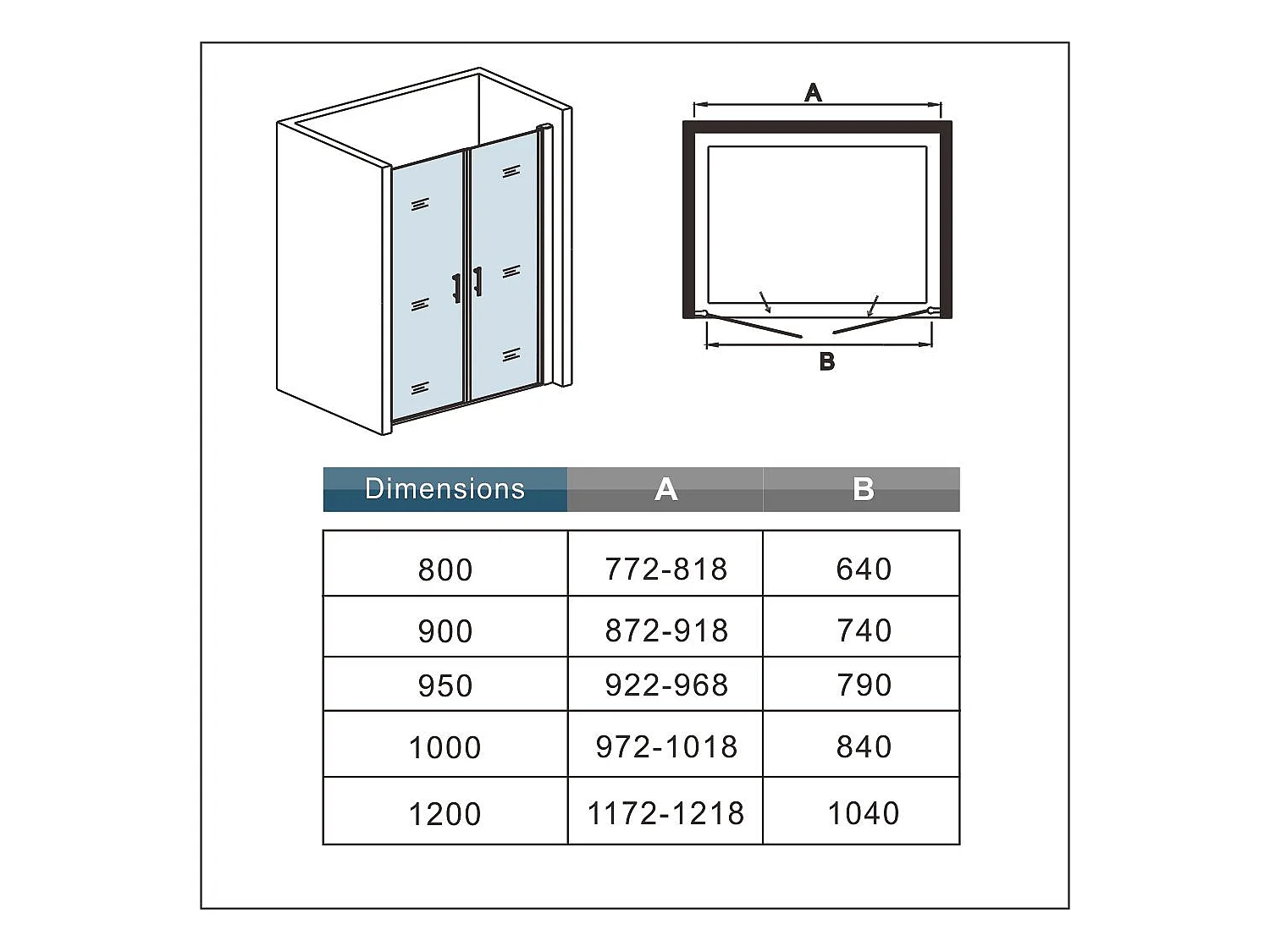 Draaibare douchedeur 100x187cm, 6mm anti schuurglas, met witte douchebak 100x90x3cm
