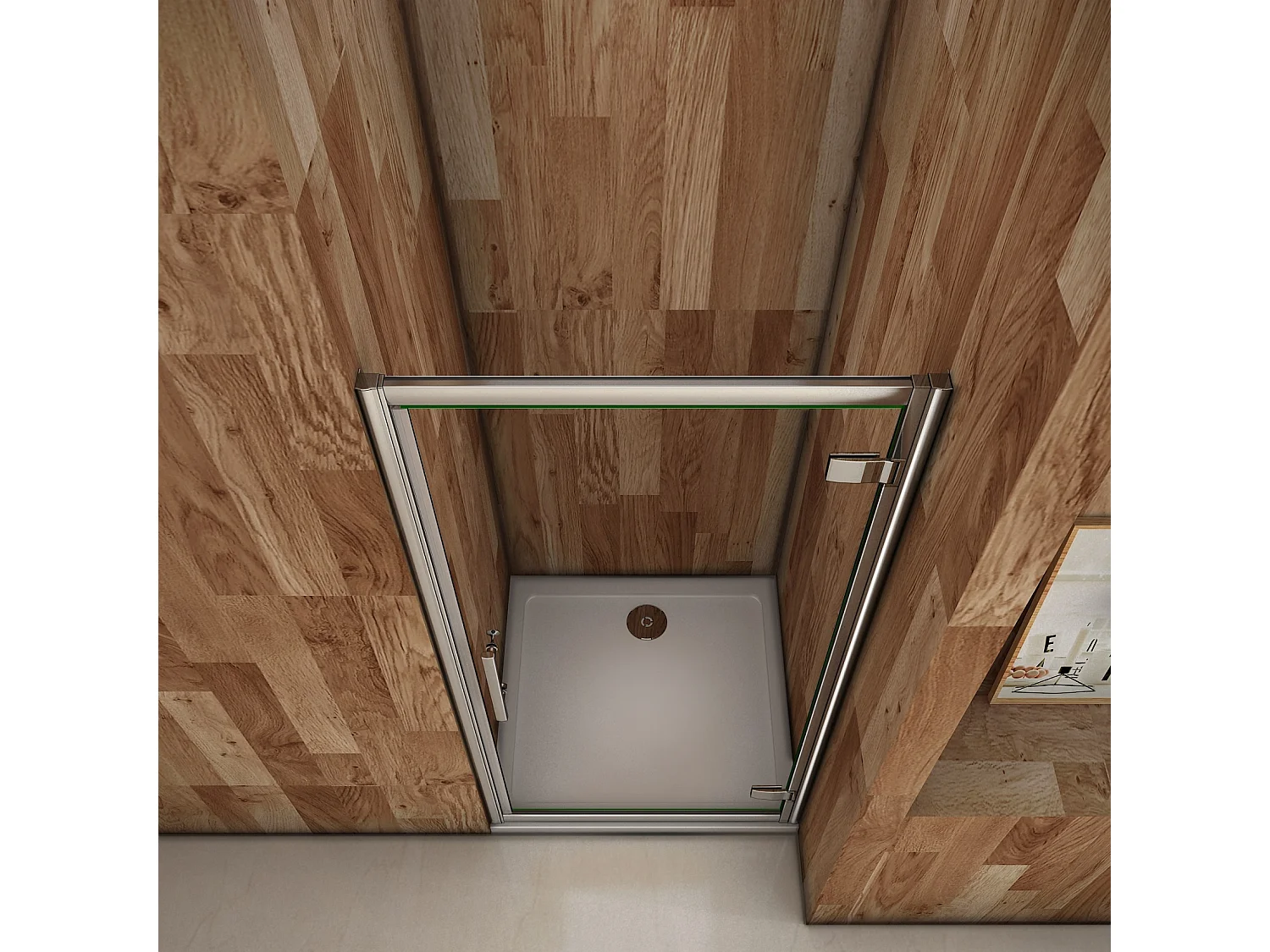 Porte de douche 80x185cm en 6mm verre de sécurité transparent, porte de douche pivotante à charnière