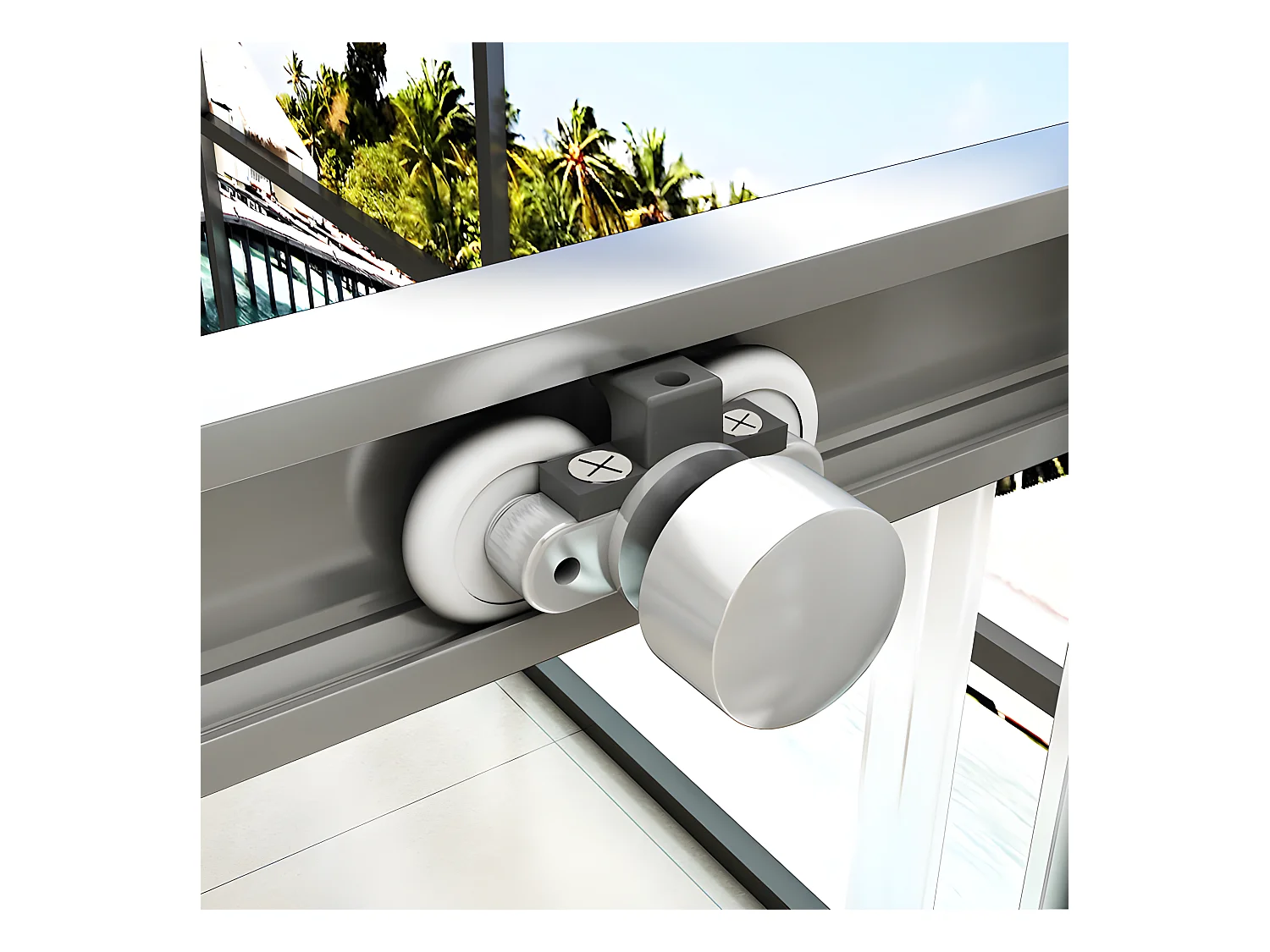 Porte de douche coulissante 150x195cm, porte de douche installée en niche, verre de sécurité anticalcaire 8mm, profilé chromé