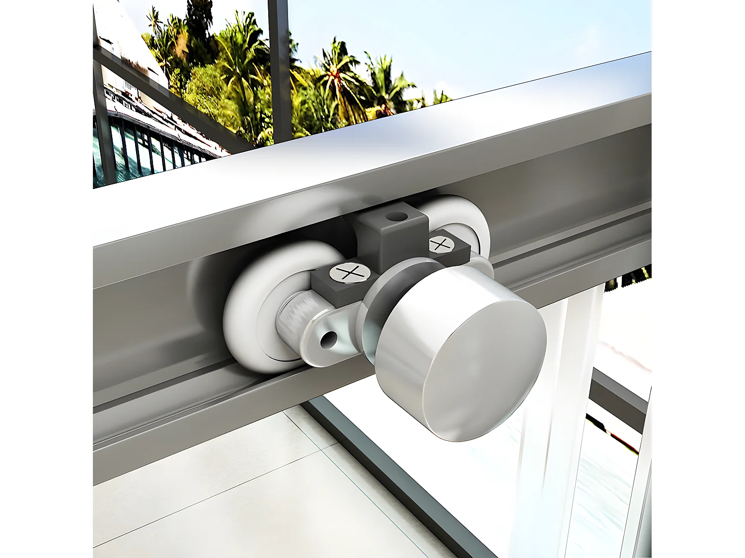 Porte de douche coulissante 150x195cm, porte de douche installée en niche, verre de sécurité anticalcaire 8mm, profilé chromé