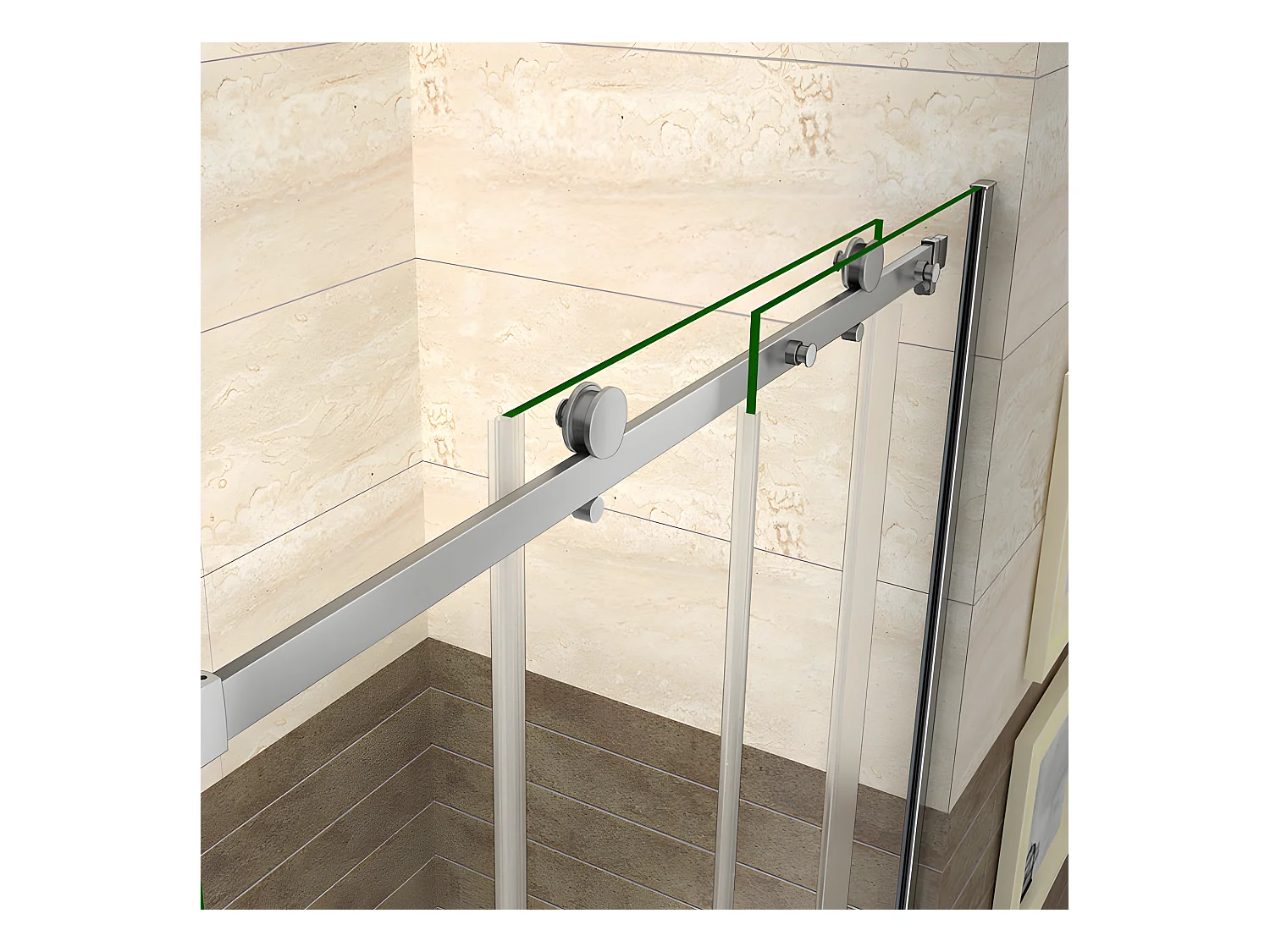 Porte de douche coulissante 150cm Hauteur 195cm en verre 8mm securit anticalcaire, porte de douche installée en niche