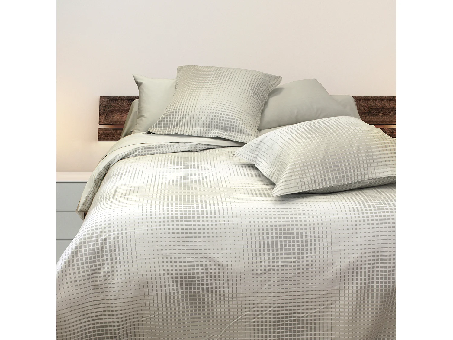 Housse de couette 260x240 cm Satin de coton CONCORDE Gris clair