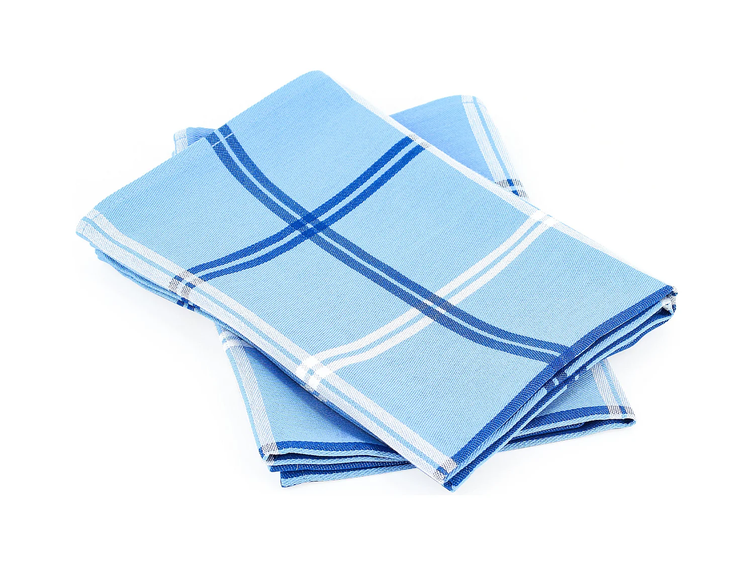 Lot de 2 torchons de cuisine toile 50x70 cm SQUARES bleu