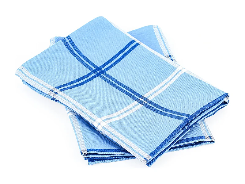 Lot de 2 torchons de cuisine toile 50x70 cm SQUARES bleu