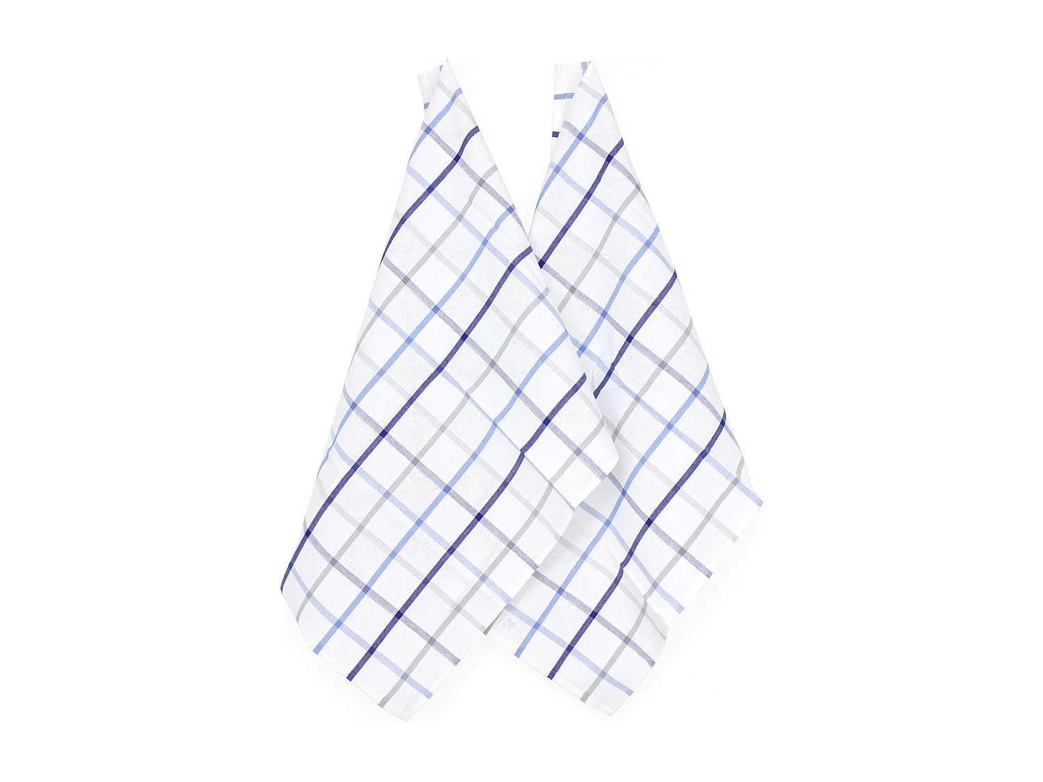 Lot de 2 torchons de cuisine toile 50x70 cm SQUARES LIN bleu coton et lin