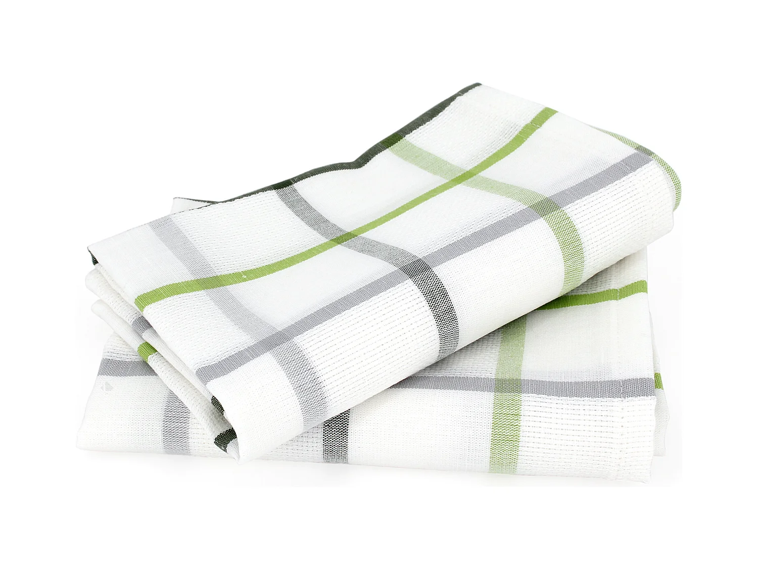 Lot de 2 torchons de cuisine toile 50x70 cm SQUARES LIN vert coton et lin