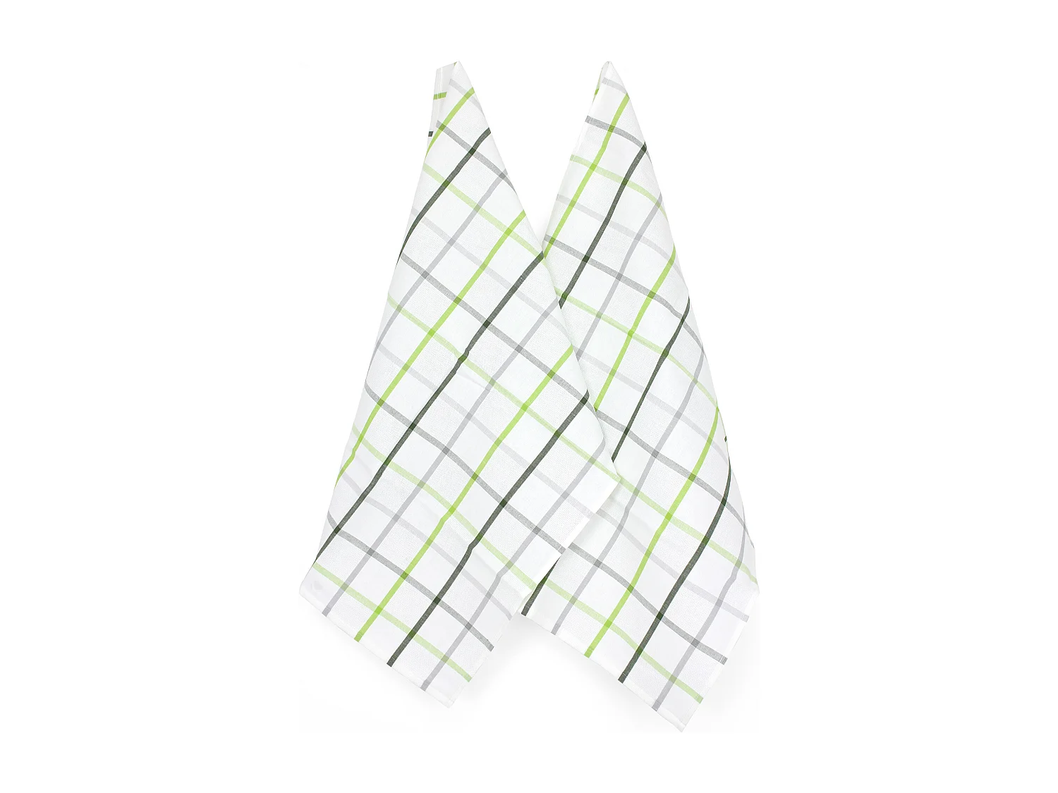 Lot de 2 torchons de cuisine toile 50x70 cm SQUARES LIN vert coton et lin