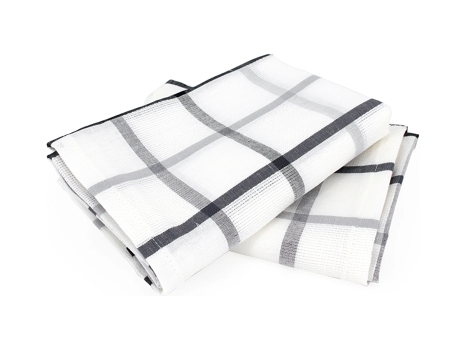 Lot de 2 torchons de cuisine toile 50x70 cm SQUARES LIN gris coton et lin