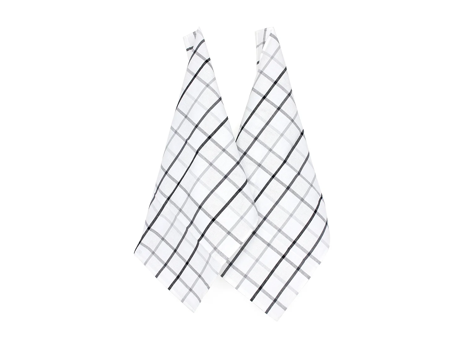 Lot de 2 torchons de cuisine toile 50x70 cm SQUARES LIN gris coton et lin