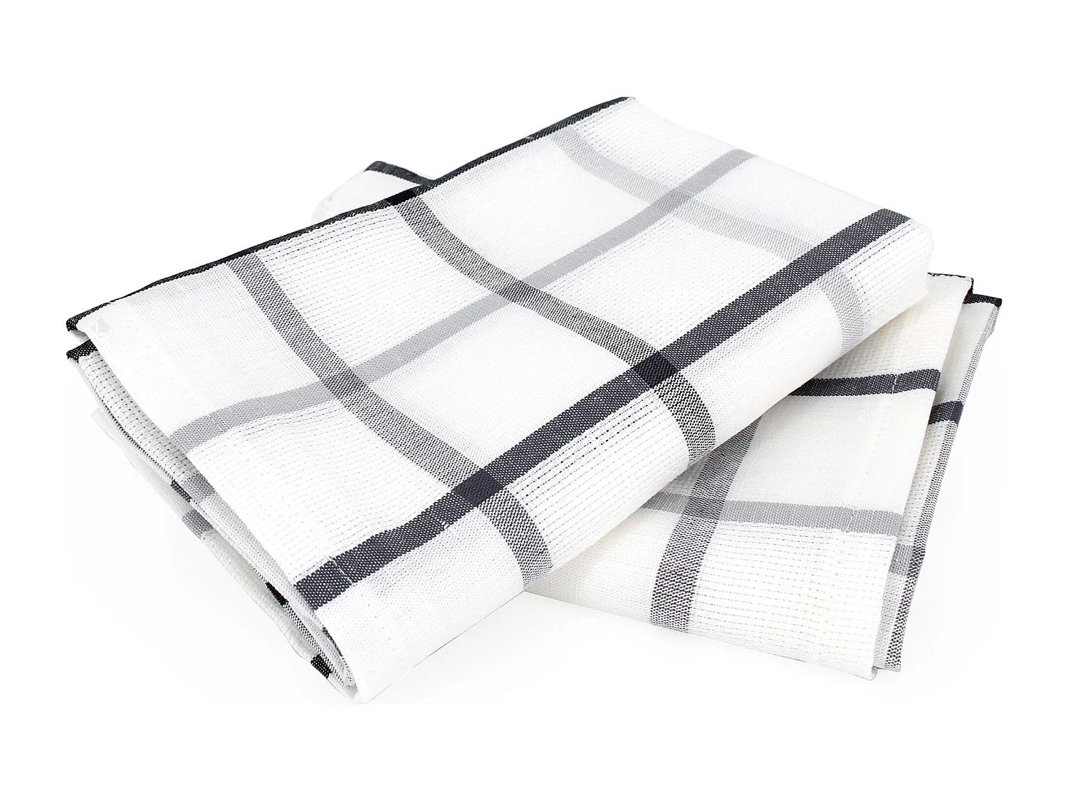 Lot de 2 torchons de cuisine toile 50x70 cm SQUARES LIN gris coton et lin