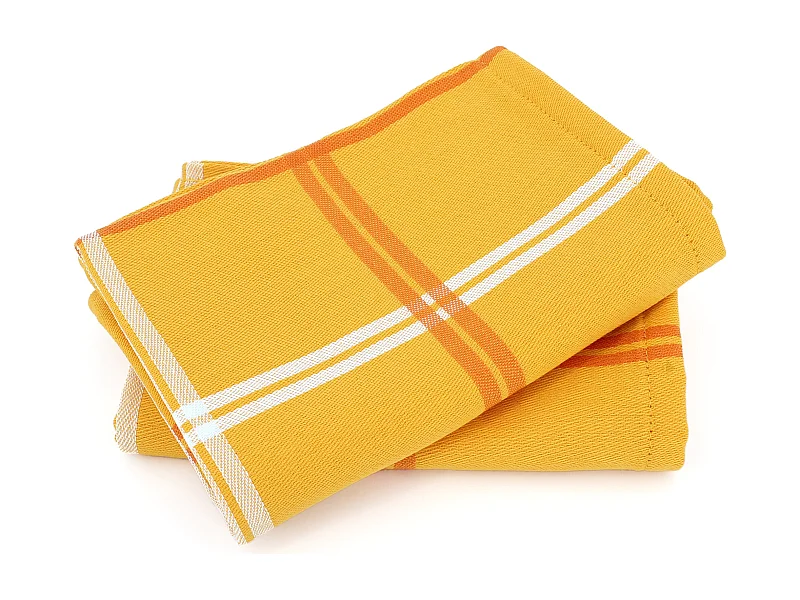 Lot de 2 torchons de cuisine toile 50x70 cm SQUARES orange