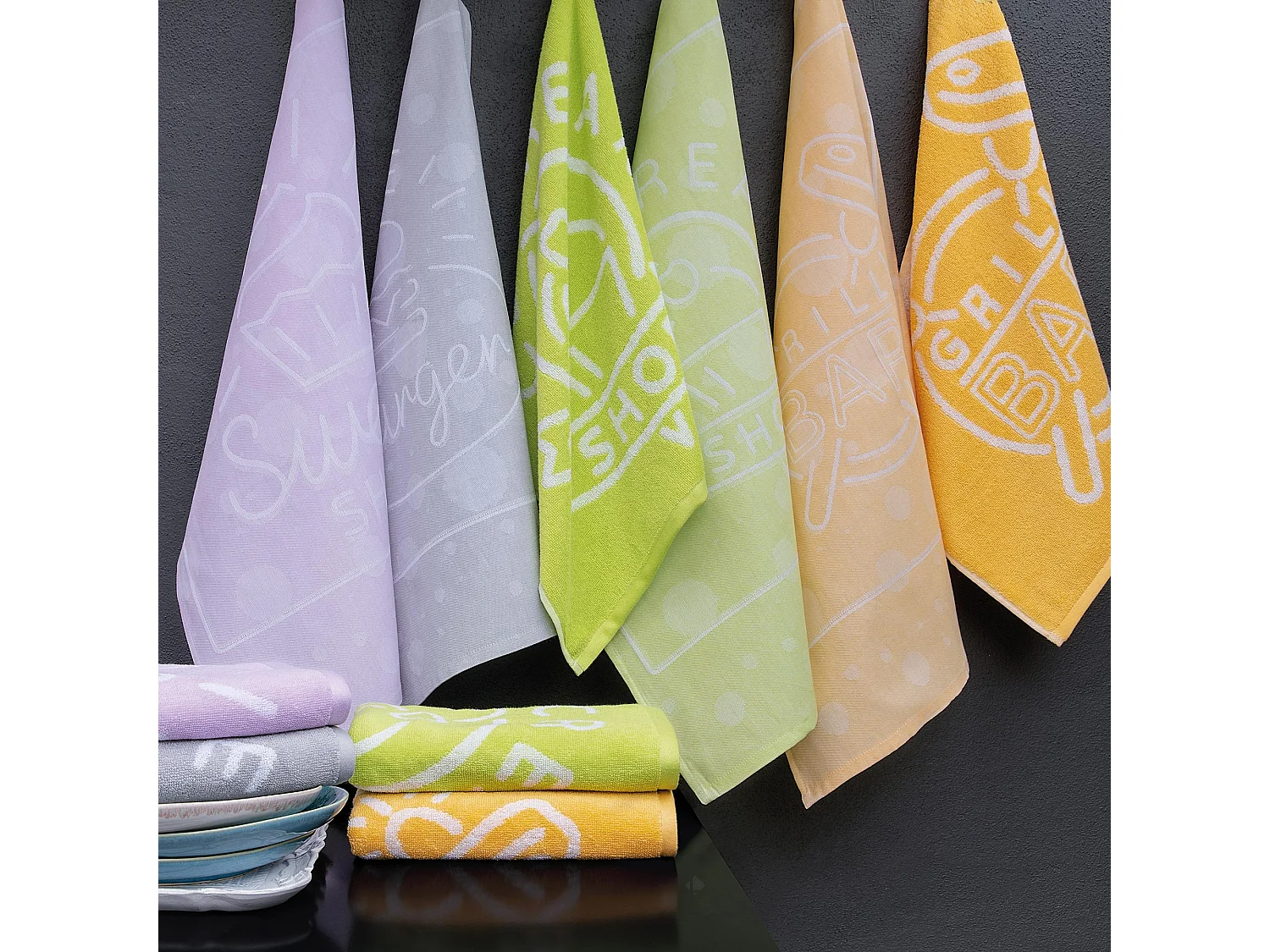 Lot de 2 torchons de cuisine éponge 50x50 cm SHOP rose