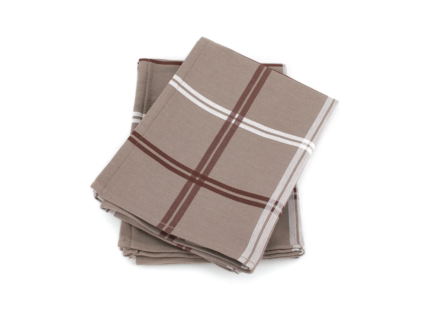 Lot de 2 torchons de cuisine toile 50x70 cm SQUARES marron