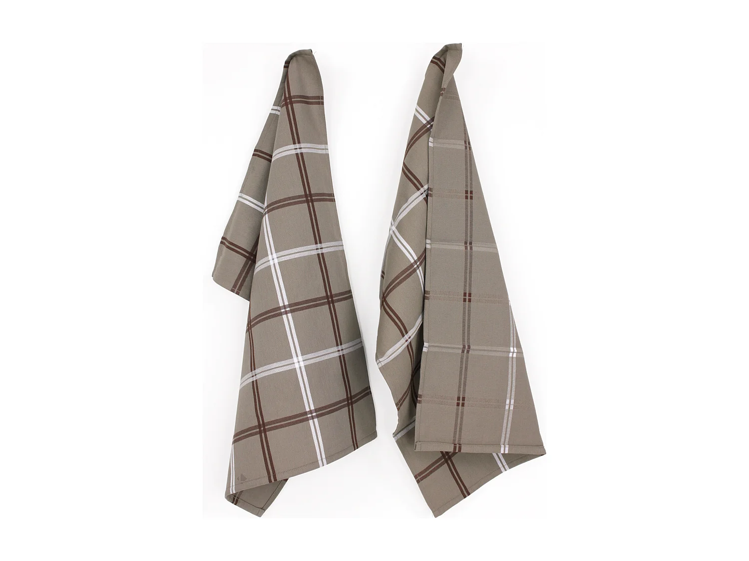 Lot de 2 torchons de cuisine toile 50x70 cm SQUARES marron