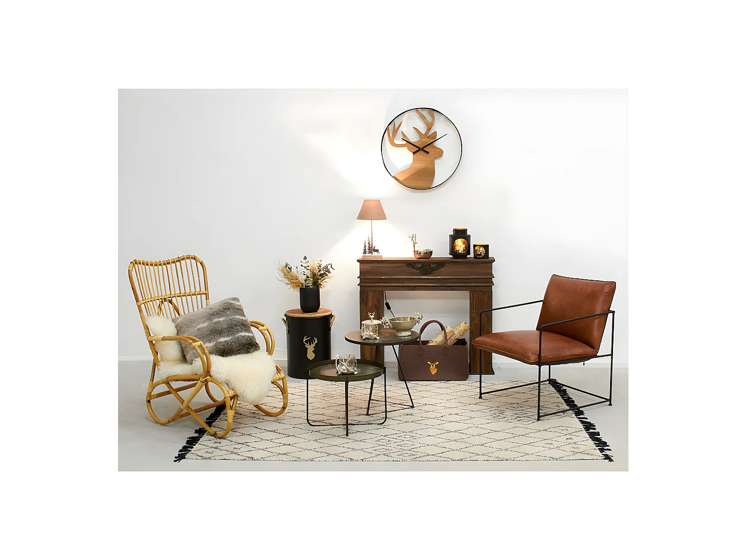 Horloge tête de cerf Ø60 cm