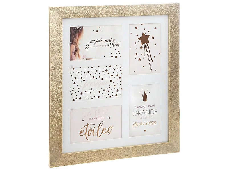 Pêle-mêle mural enfant Cadre 5 Photos en Bois et Verre