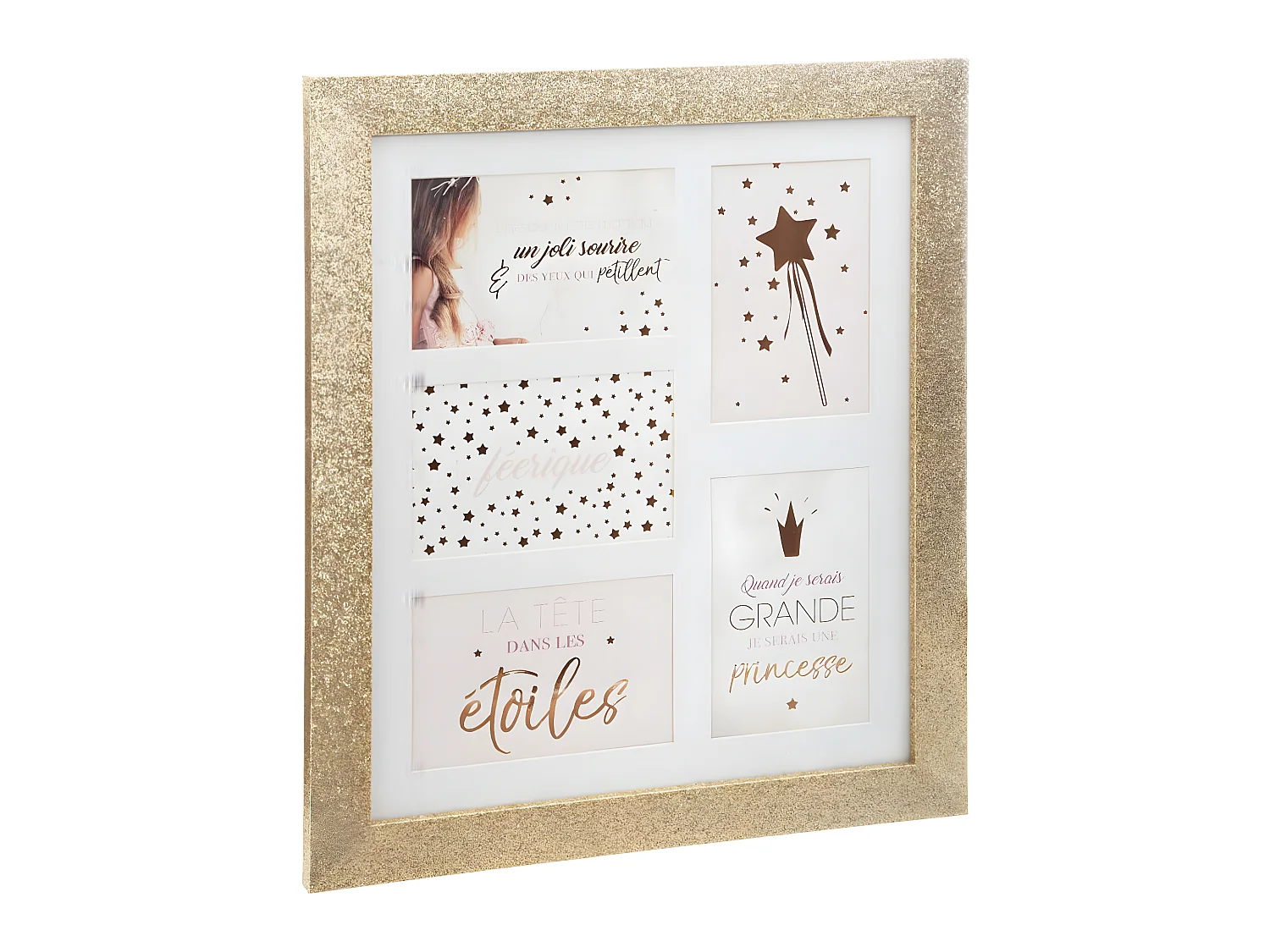 Pêle-mêle mural enfant Cadre 5 Photos en Bois et Verre