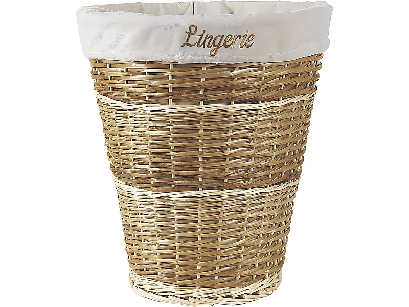 Panier à linge en éclisse et osier blanc