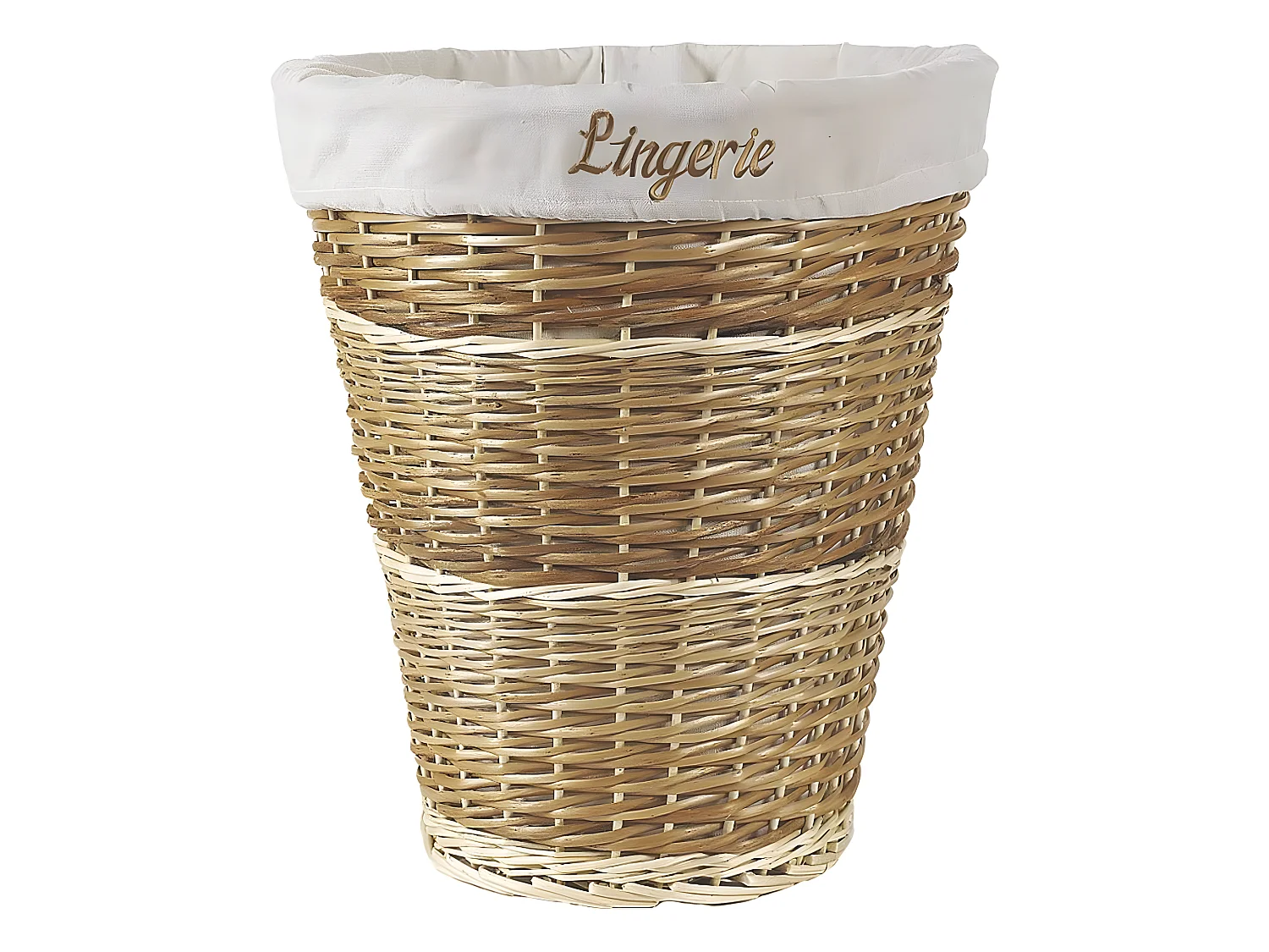 Panier à linge en éclisse et osier blanc