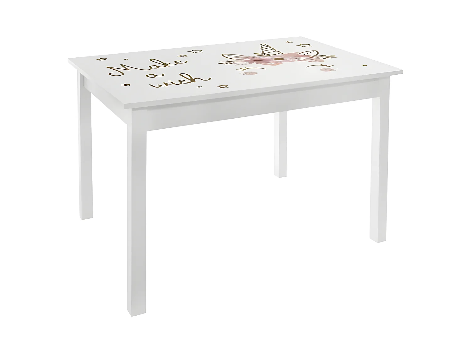 Table pour Enfant en Bois Blanc et Rose  H 48 cm