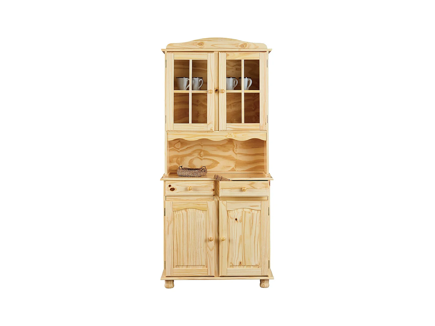 STAN - Buffet Vaisselier 4 Portes 2 Tiroirs Bois Massif