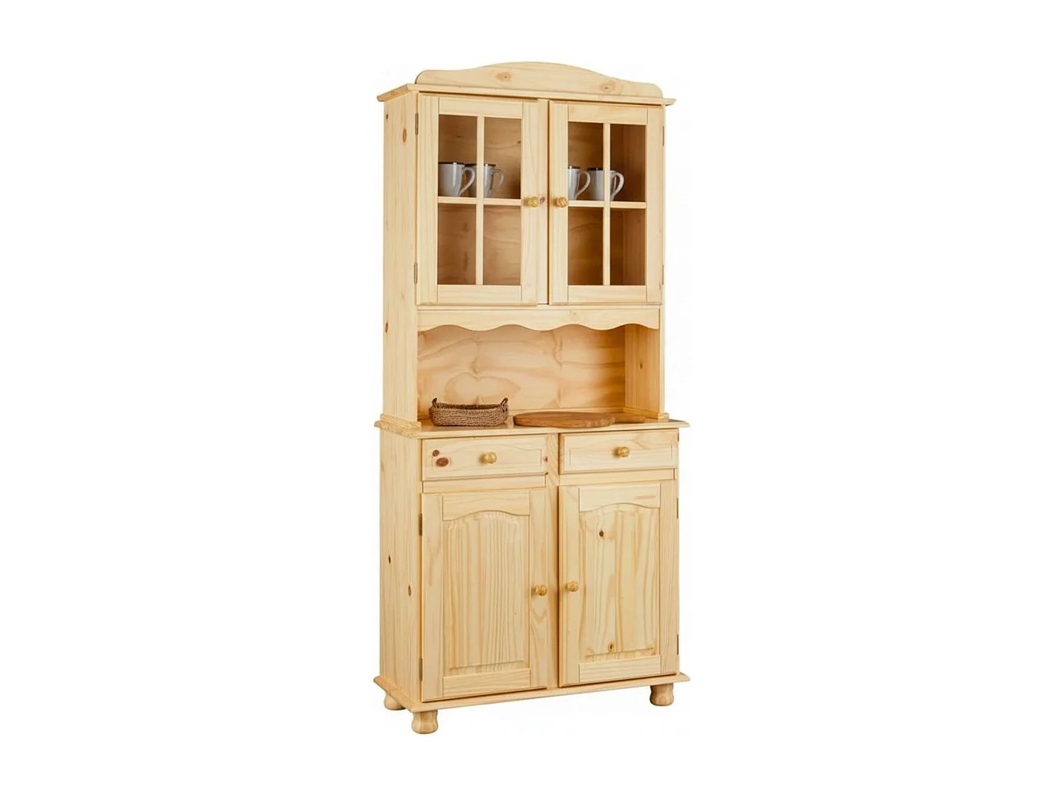 STAN - Buffet Vaisselier 4 Portes 2 Tiroirs Bois Massif