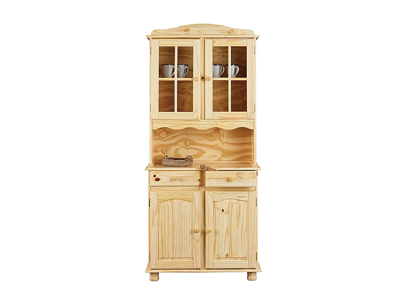 STAN - Buffet Vaisselier 4 Portes 2 Tiroirs Bois Massif