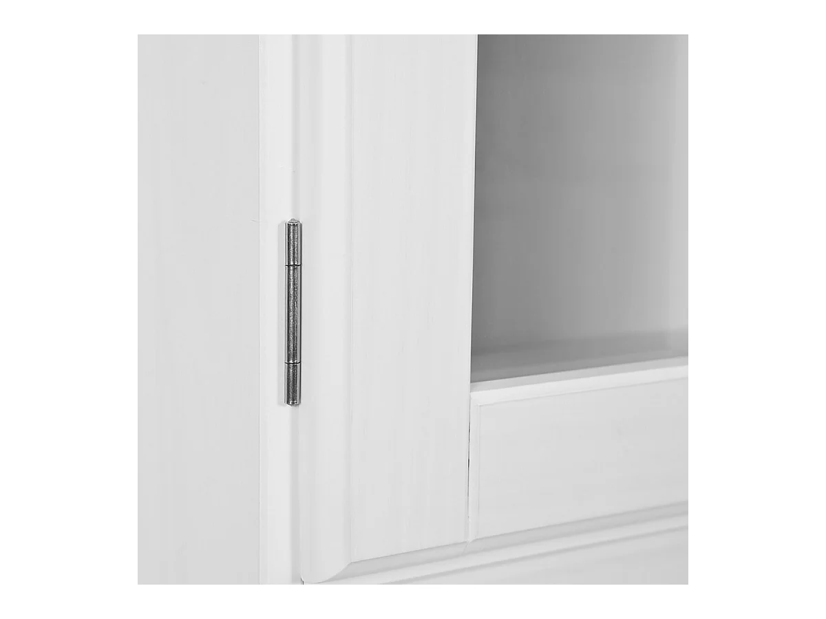 LAURIE - Buffet Vaisselier 4 Portes 2 Tiroirs Bois Massif Vernis Blanc