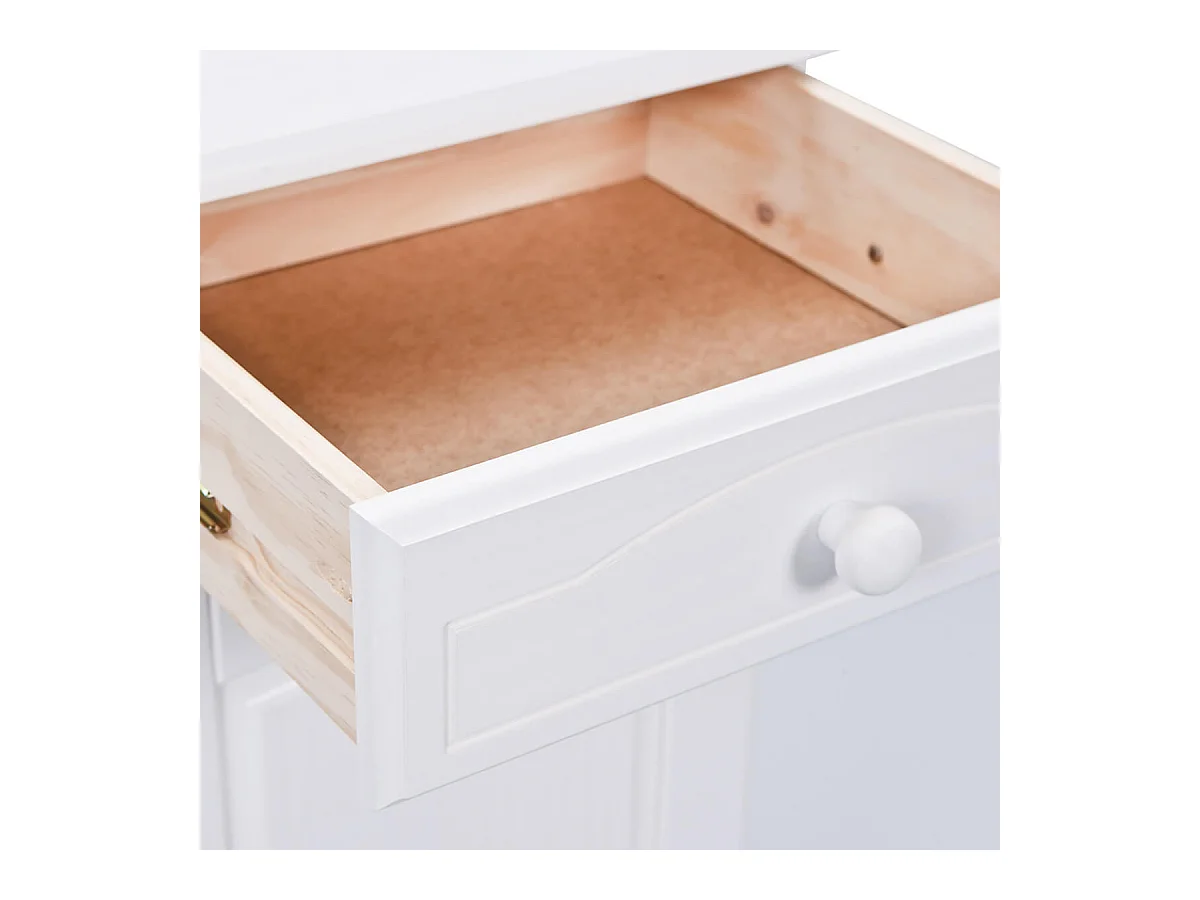 LAURIE - Buffet Vaisselier 4 Portes 2 Tiroirs Bois Massif Vernis Blanc