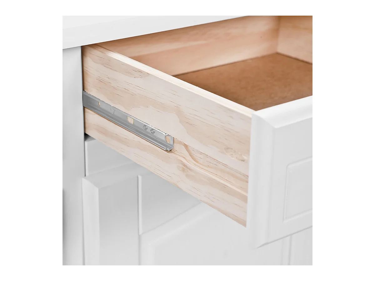 LAURIE - Buffet Vaisselier 4 Portes 2 Tiroirs Bois Massif Vernis Blanc