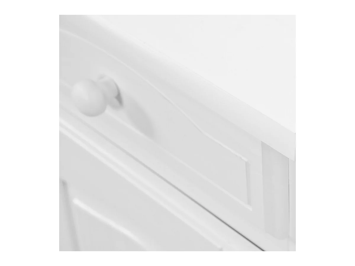 LAURIE - Buffet Vaisselier 4 Portes 2 Tiroirs Bois Massif Vernis Blanc