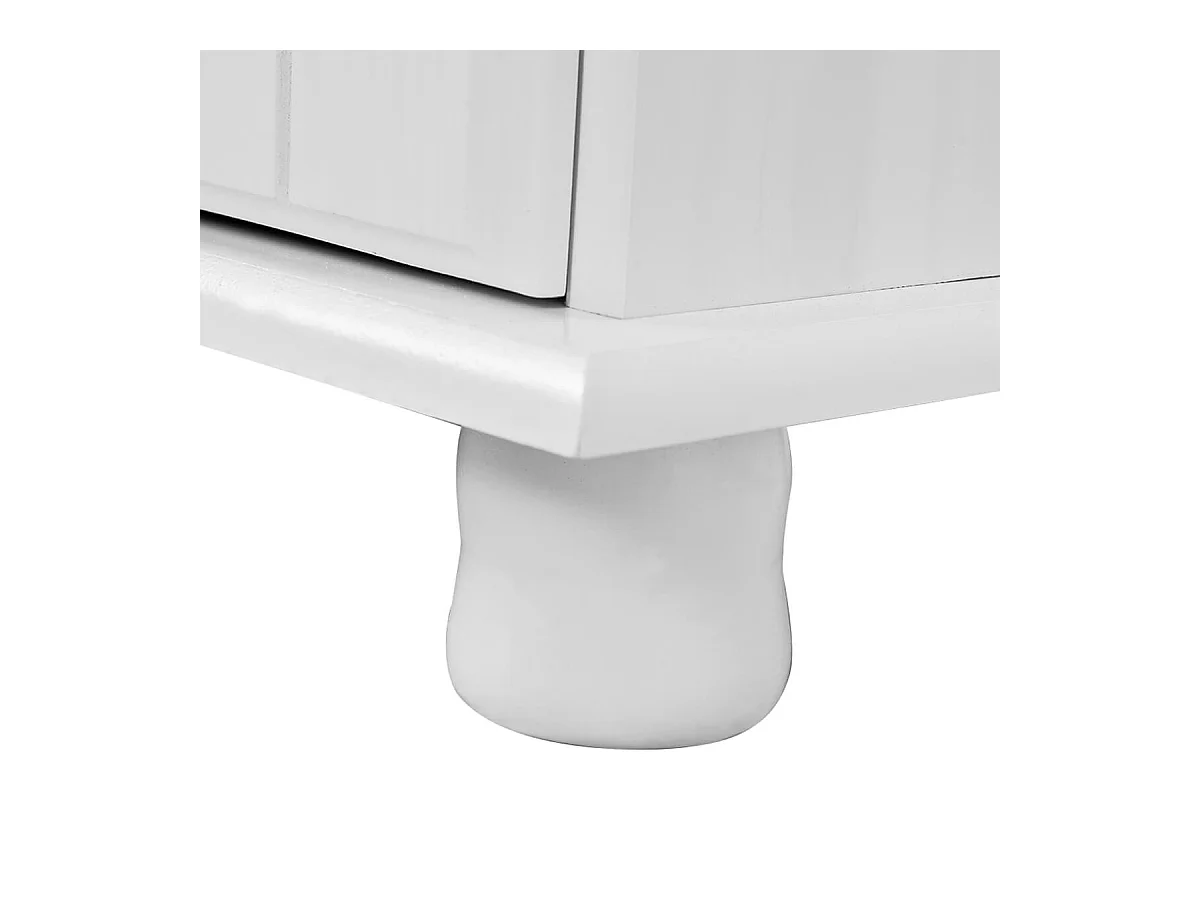 LAURIE - Buffet Vaisselier 4 Portes 2 Tiroirs Bois Massif Vernis Blanc