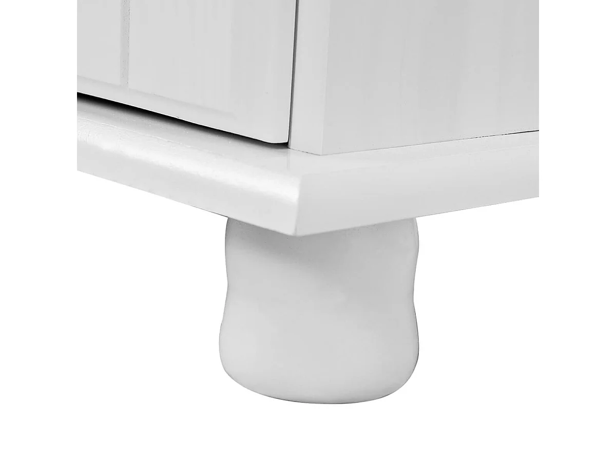 LAURIE - Buffet Vaisselier 4 Portes 2 Tiroirs Bois Massif Vernis Blanc