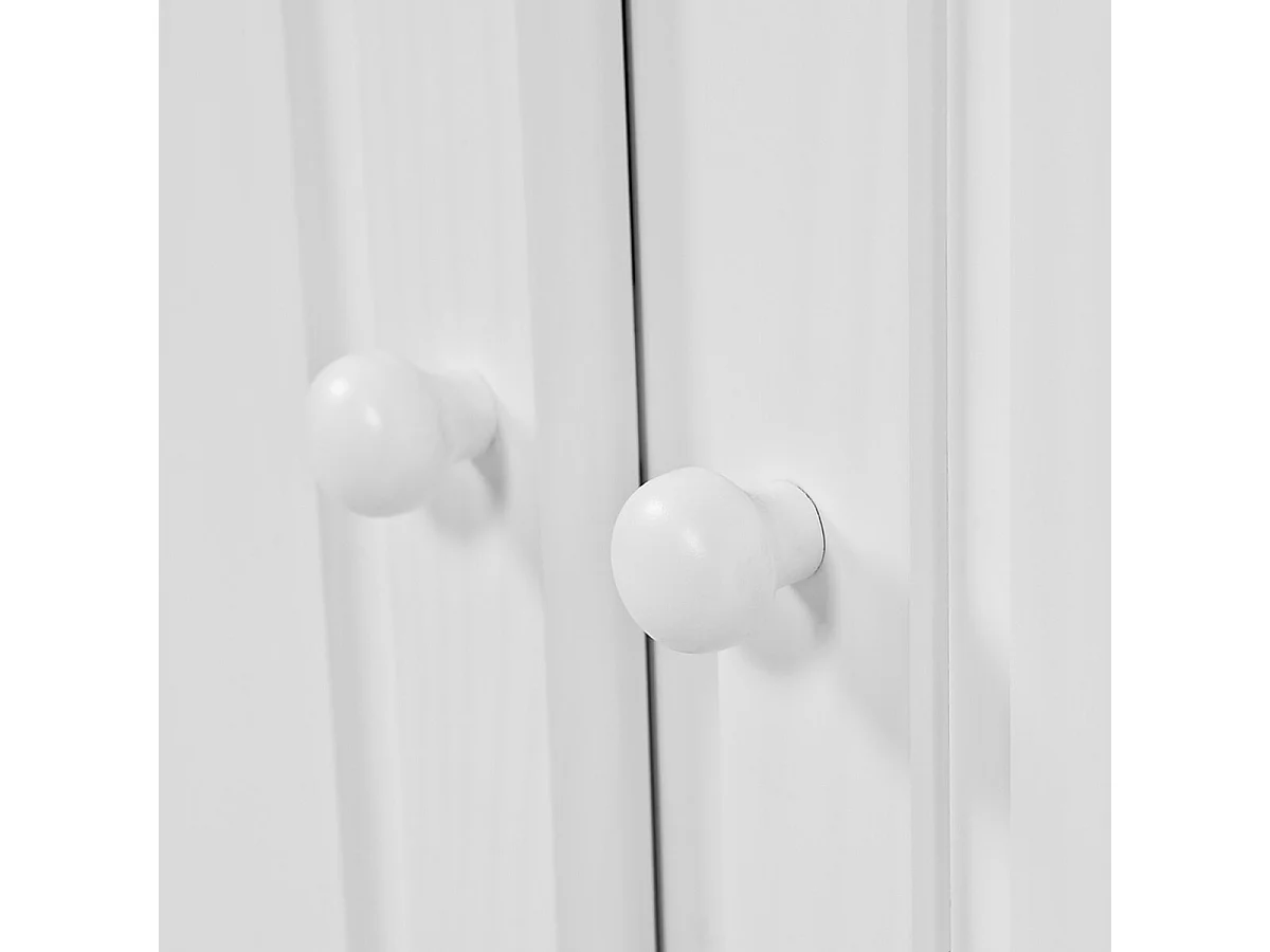 LAURIE - Buffet Vaisselier 4 Portes 2 Tiroirs Bois Massif Vernis Blanc