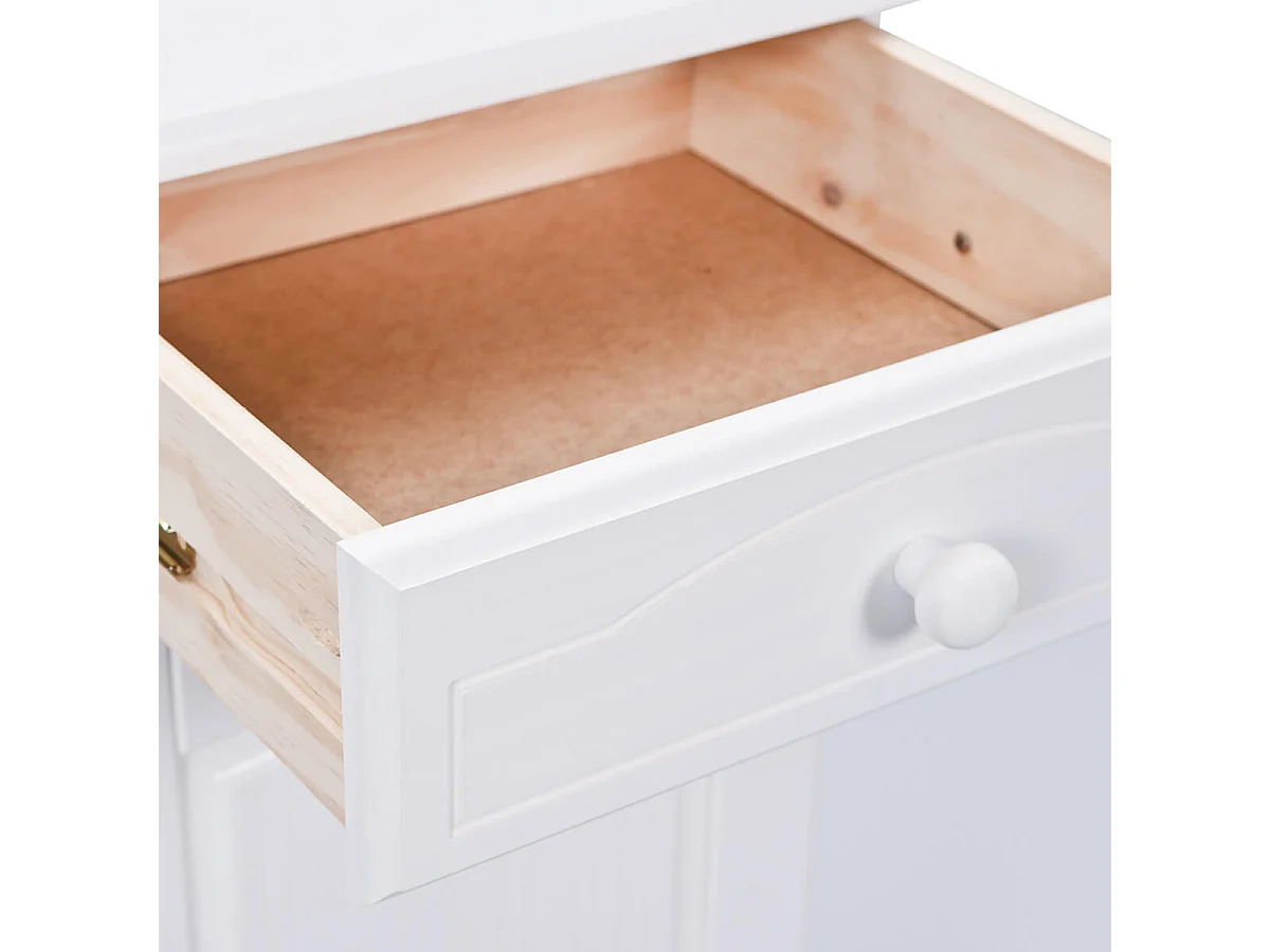 LAURIE - Buffet Vaisselier 4 Portes 2 Tiroirs Bois Massif Vernis Blanc