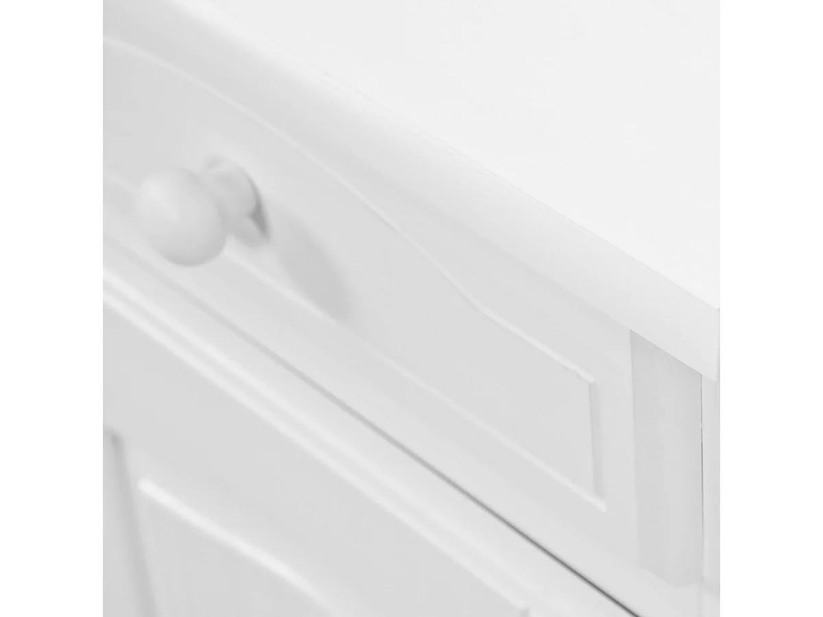 LAURIE - Buffet Vaisselier 4 Portes 2 Tiroirs Bois Massif Vernis Blanc