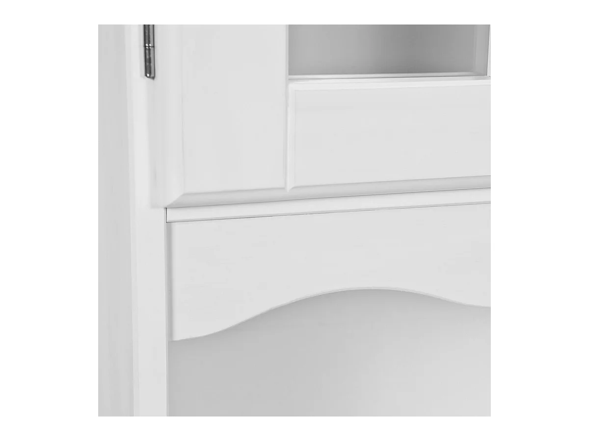 LAURIE - Buffet Vaisselier 5 Portes 3 Tiroirs Bois Massif Vernis Blanc