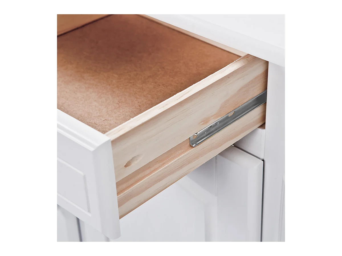 LAURIE - Buffet Vaisselier 5 Portes 3 Tiroirs Bois Massif Vernis Blanc