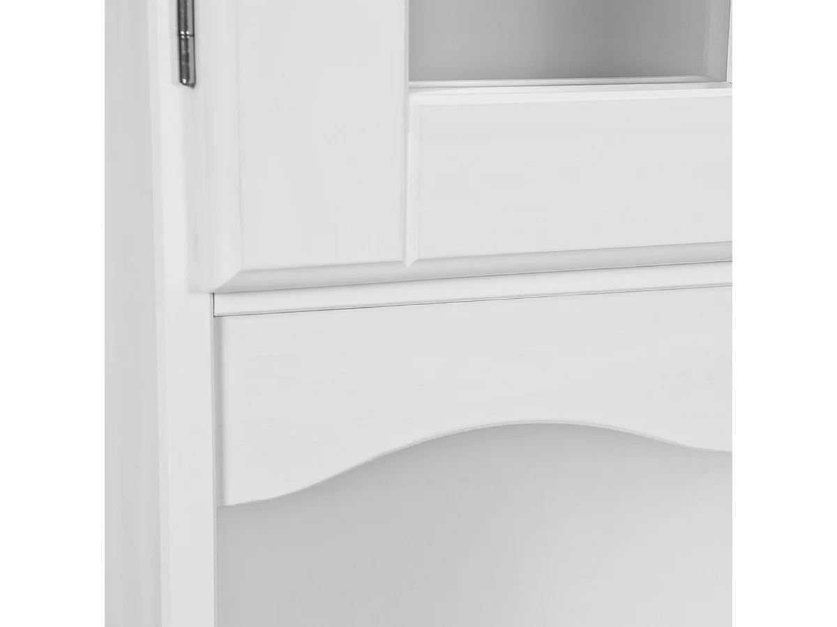 LAURIE - Buffet Vaisselier 5 Portes 3 Tiroirs Bois Massif Vernis Blanc