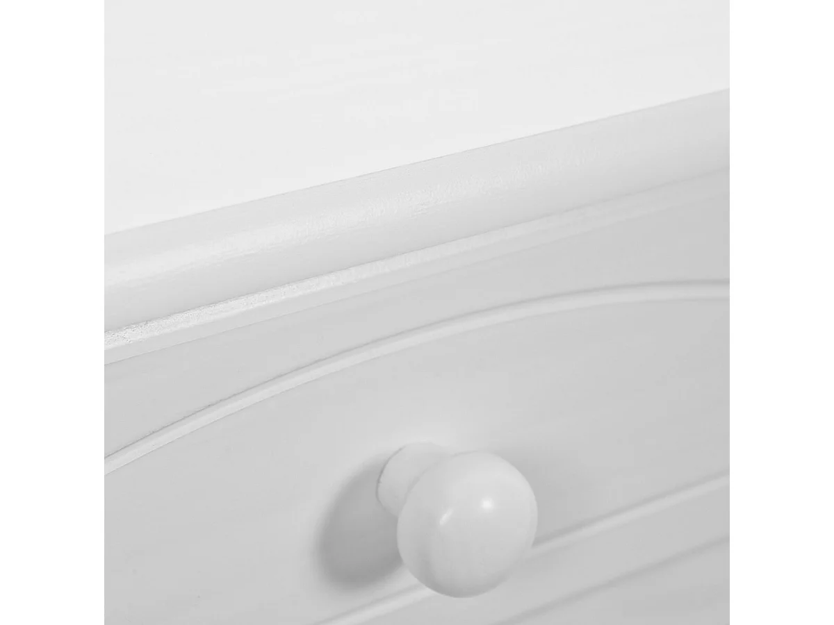 LAURIE - Buffet Vaisselier 5 Portes 3 Tiroirs Bois Massif Vernis Blanc