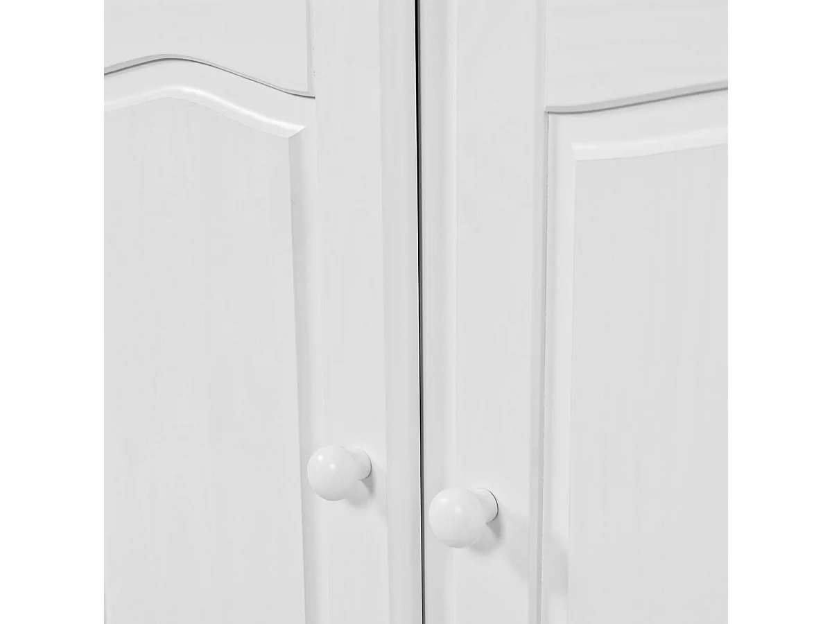 LAURIE - Buffet Vaisselier 5 Portes 3 Tiroirs Bois Massif Vernis Blanc