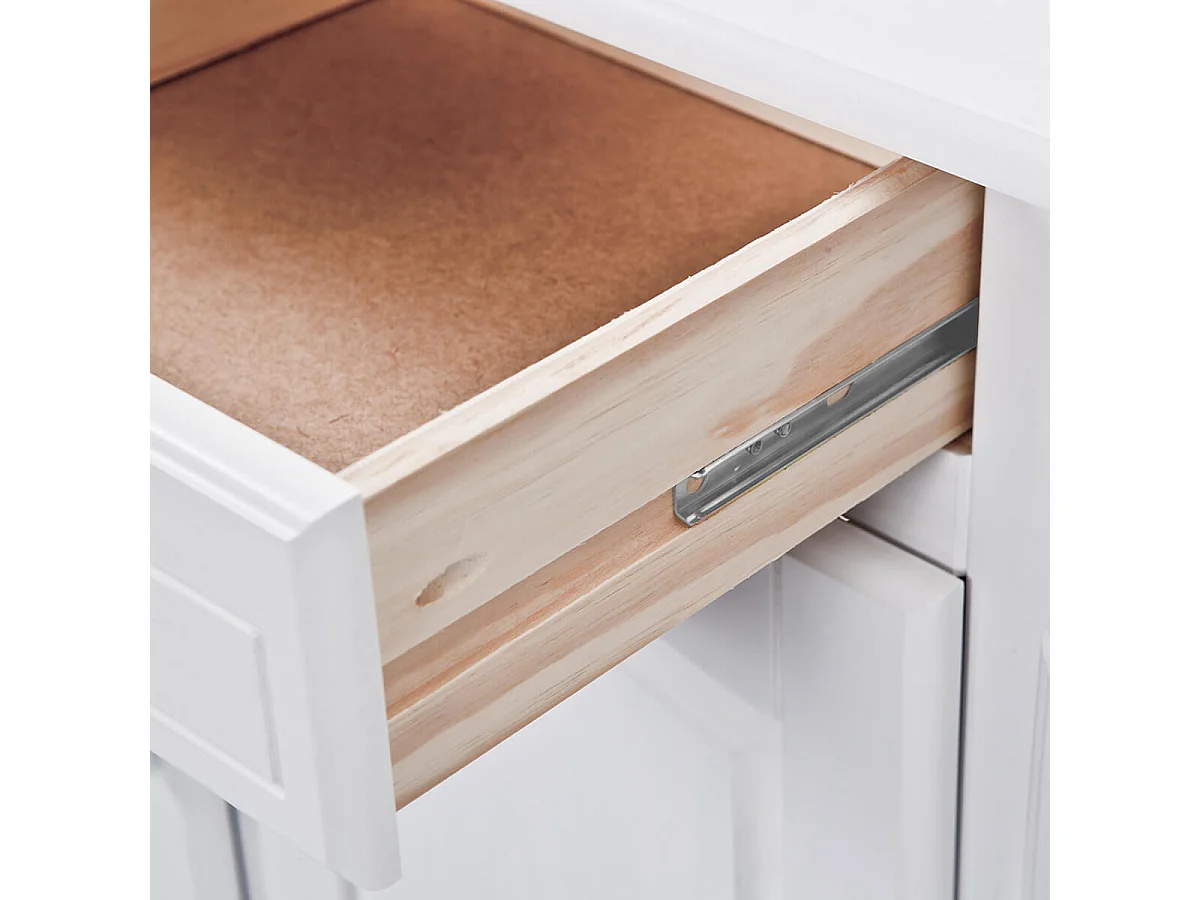 LAURIE - Buffet Vaisselier 5 Portes 3 Tiroirs Bois Massif Vernis Blanc